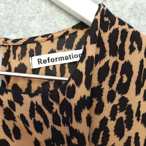 Reformation Gracie Tan and Black Leopard Print Mini Dress - Picture 6 of 10